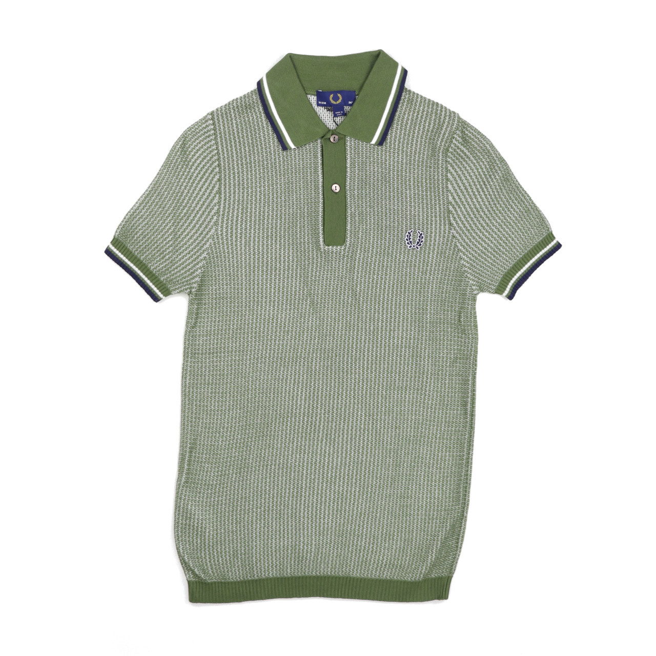 Twisted Textured Knit Shirt - 1964 Olive / Snow / Navy - The