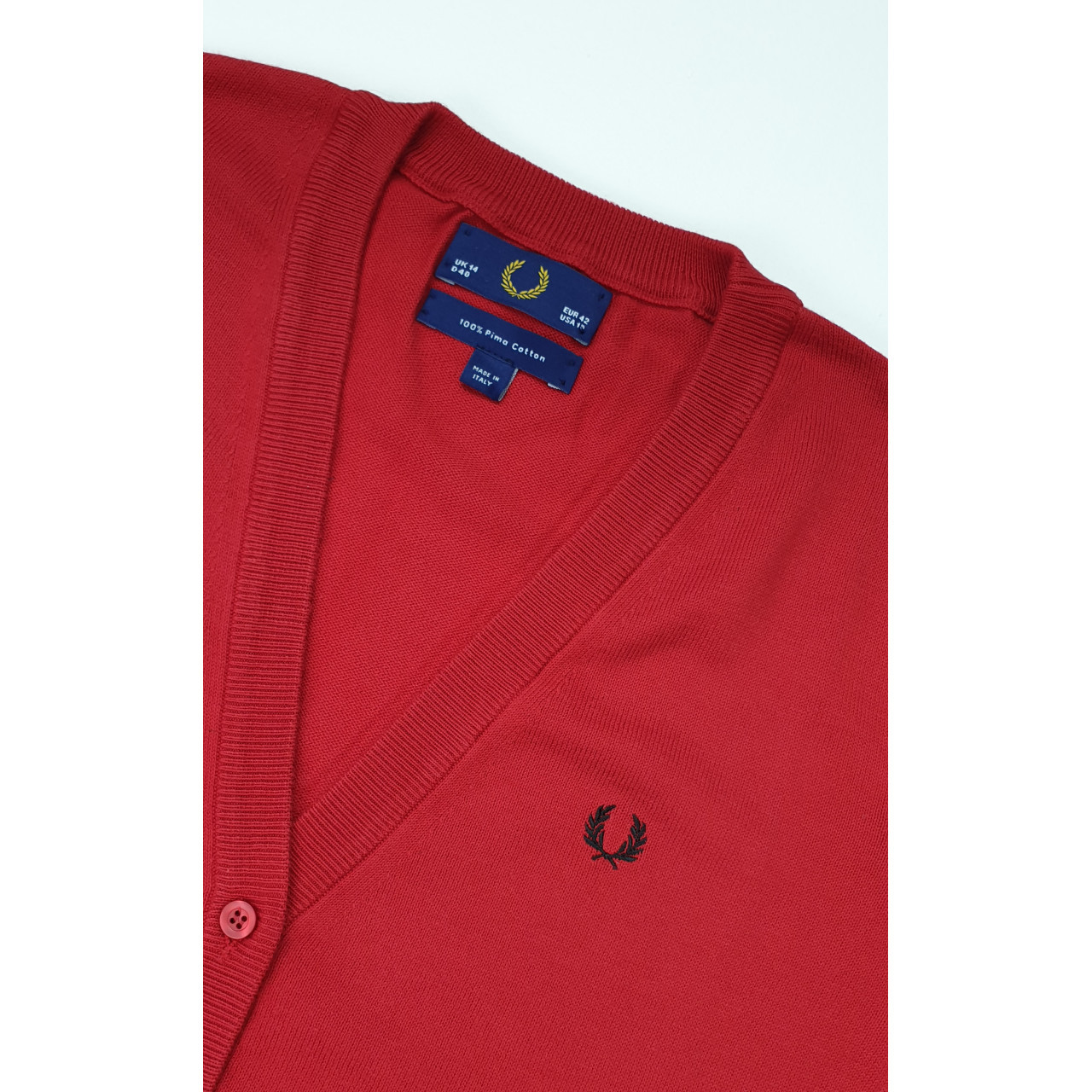 Limited Edition VNeck Cotton Cardigan - Red - The Third Estate Ltd