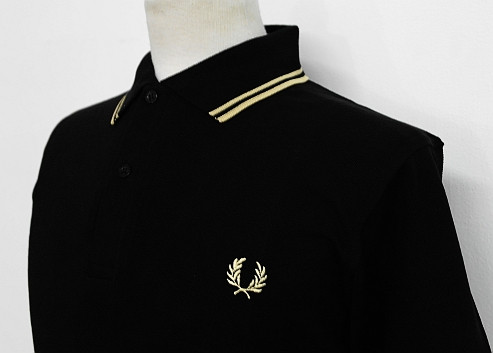 Black And Gold Fred Perry Polo Logo Made In England M12 Polo Black