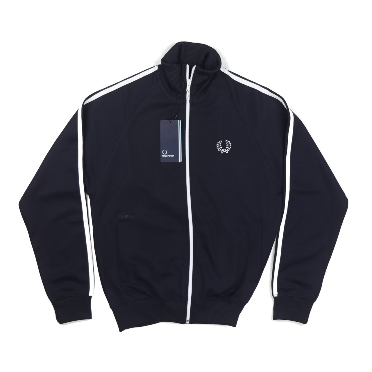 Twin Taped Track Jacket - Navy / White - The Third Estate Ltd