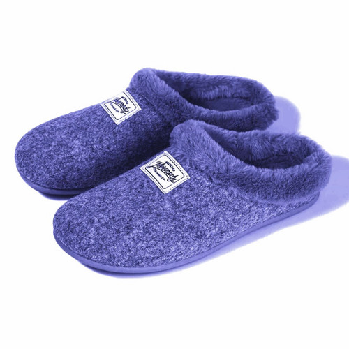 Mercredy furry recycled vegan slipper - Blue