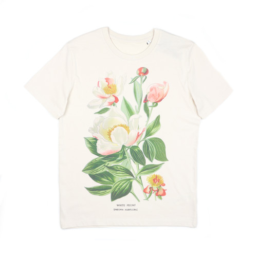 Old Fangled organic Athena Peony tshirt - Vintage White