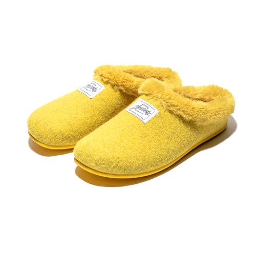 Mercredy Vegan Recycled Furry Slipper (Womens) - Yellow