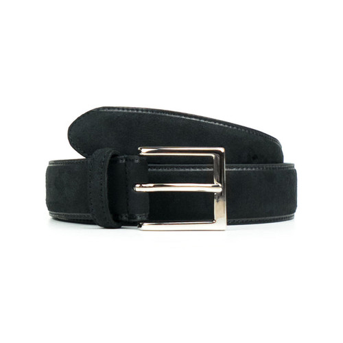 Wills Vegan Continental 3.5cm Belt - Black Suede