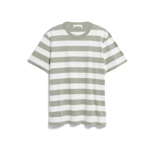 Armed Angels Bahaar T Stripes - Oatmilk / Grey Green