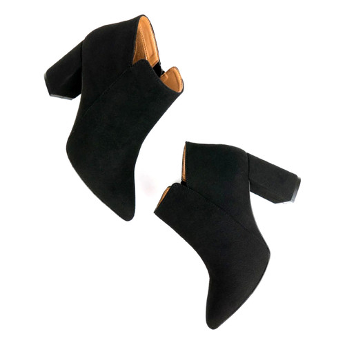 Wills Vegan Point Toe Boots (womens) - Black Vegan Suede