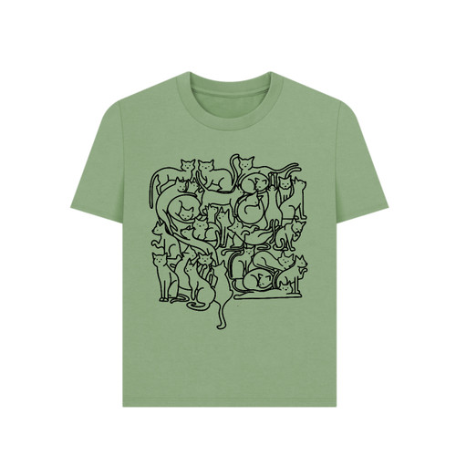 3E Organic Regular T (womens) - Cats 2 / Sage