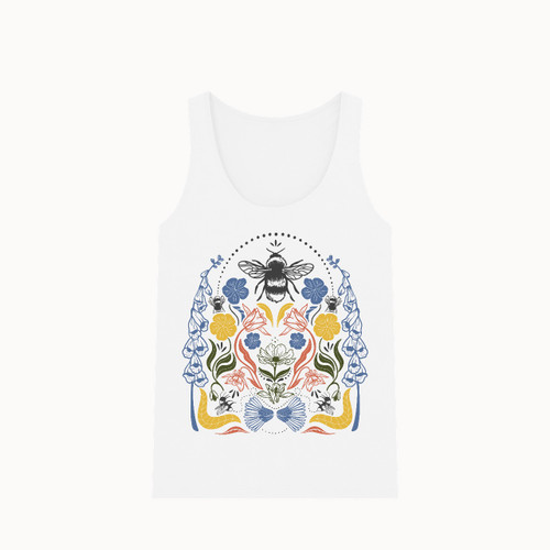 3E Organic Printed Vest (Womens) - White / Beez Symmetry