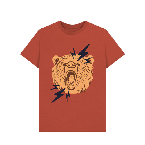 3E Organic Regular Fit T (Mens) - Angry Bear 1 / Rust