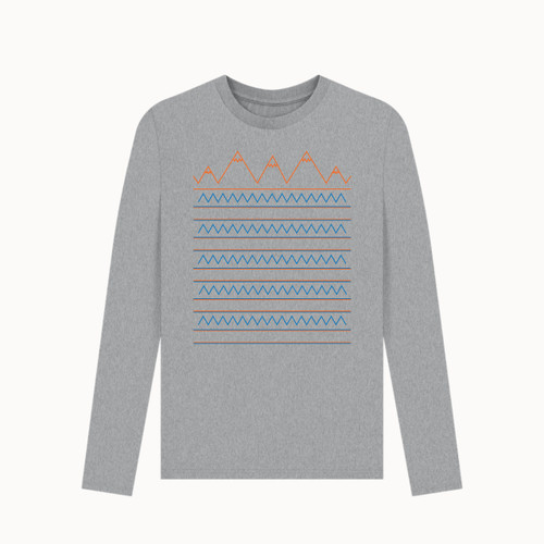 3E Organic LS T (Mens) - Linear Landscape / Athletic Grey