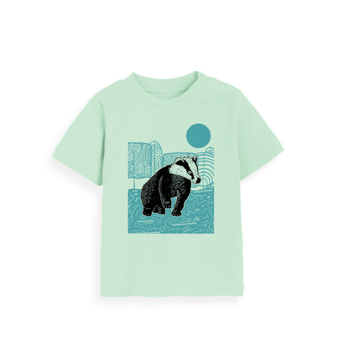3E Organic Baby T - Badger / Green