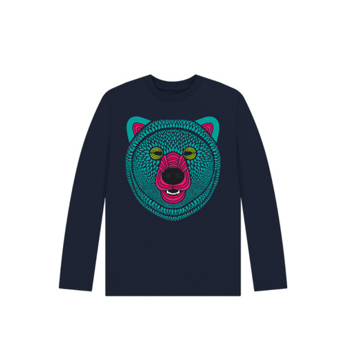 3E Organic LS T (Kids) - Navy / Colourful Bear