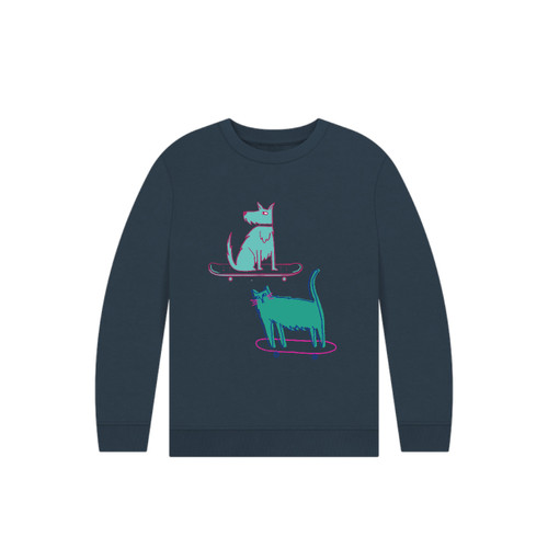 3E Organic Jumper (Kids) - Skate Friends / Denim Blue