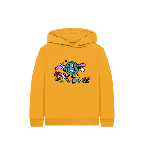 3E Organic Hoody (Kids) - Happy Earth / Mustard