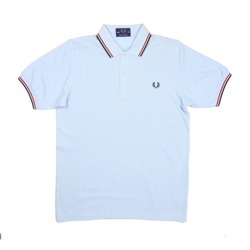 Made in England Polo Shirt - Ice / Red / Navy