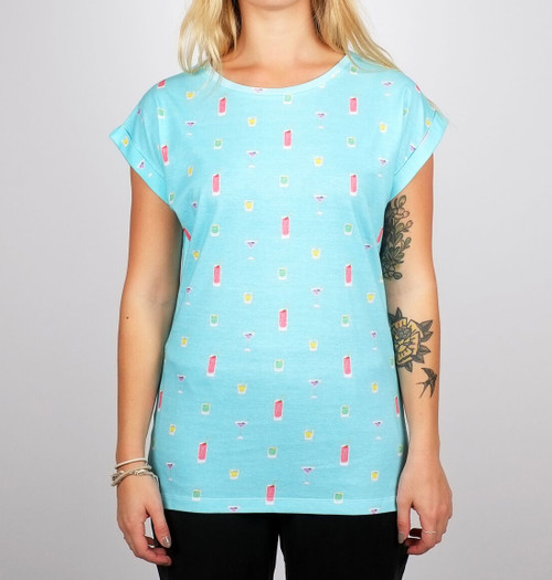 Dedicated Visby T-Shirt - Drinks / Turquoise