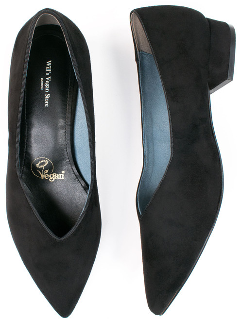 Wills Vegan Point Flats - Black Suede