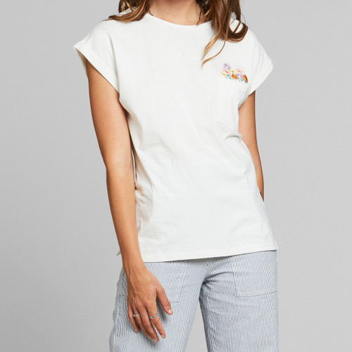 Dedicated Visby T Flower Pocket - Off White