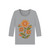 3E Organic 3 Qtr Sleeve T (womens) - Retro Flowers 2 / Grey