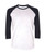 Unisex Organic 3/4 Sleeve Baseball Top - White / Navy