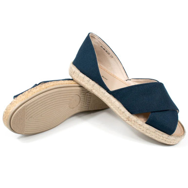 Wills Vegan Recycled Espadrille Cross Over Straps - Marine