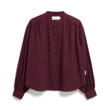 Armed Angels Efinaraa Brushed Organic Cotton Blouse - Dark Cranberry