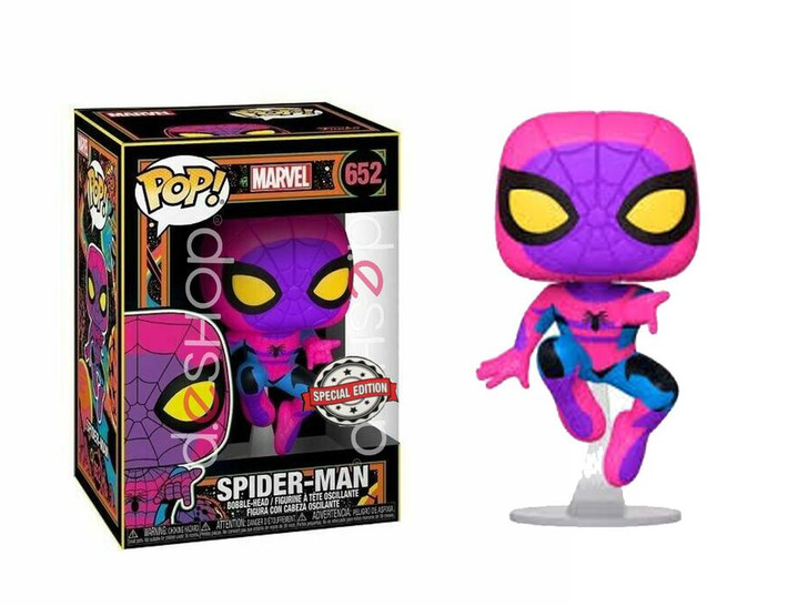 Funko Pop Marvel 652 Spider Man Black Light Special Edition Vinyl Figure Super Fantasy Land