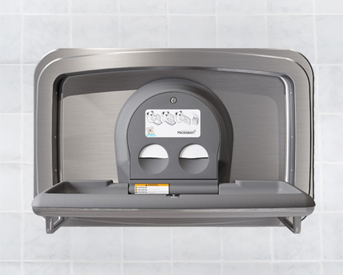 Stainless Steel Surface-mounted horizontal baby changing station, Open