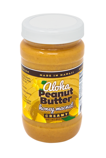 Aloha Bakehouse Flavored Creamy Peanut Butter 8oz Honey Macadamia Nut