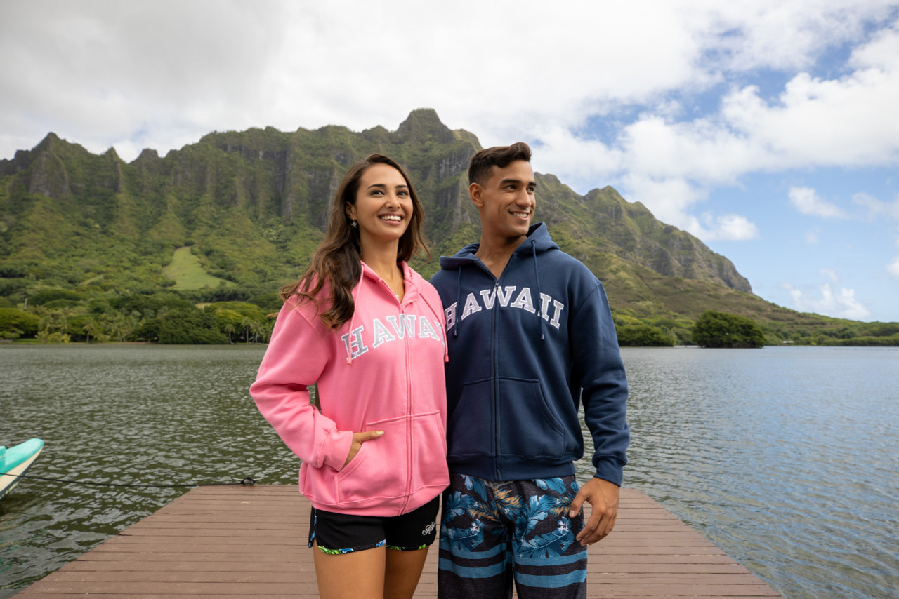 Sweatshirt Zip Up Hoodie - Hawaii Logo Design