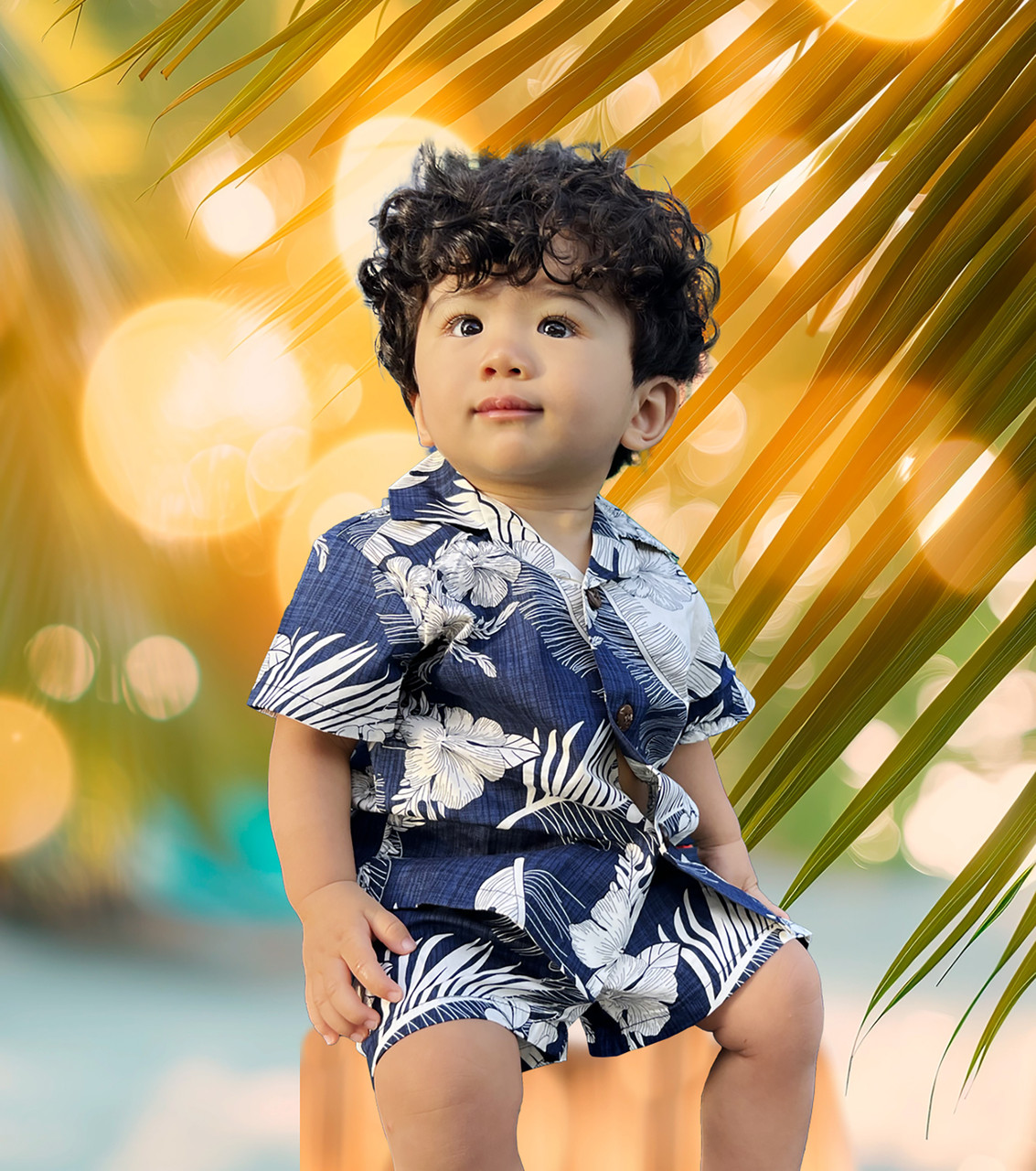 Boy's Aloha Cabana Set - Navy with Cream Floral - ABC Stores