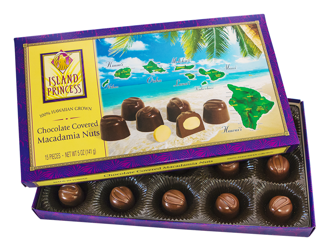 Island Princess Hawaiian Island Chocolate Covered Macadamia Nuts 5oz.