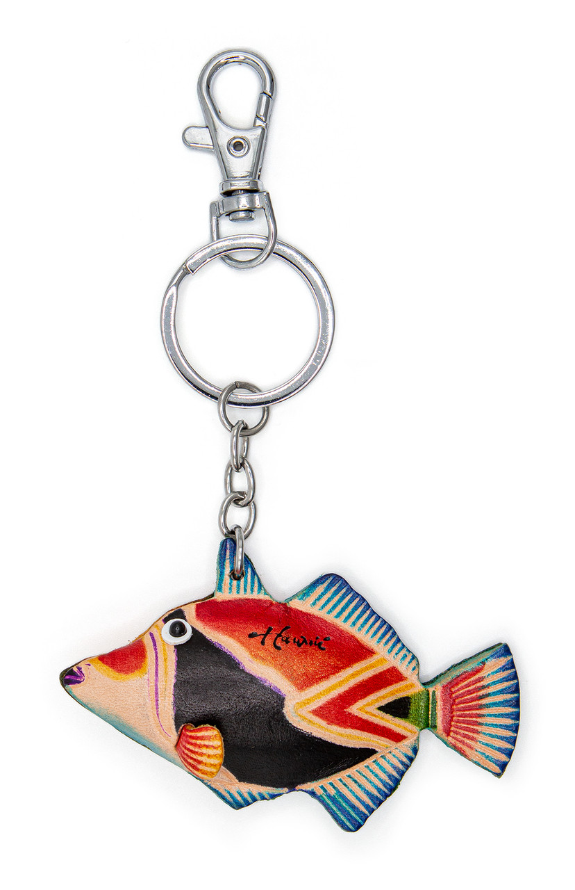 Keychain - Hawaiian Fish Hook (Dark Brown Rectangle) 