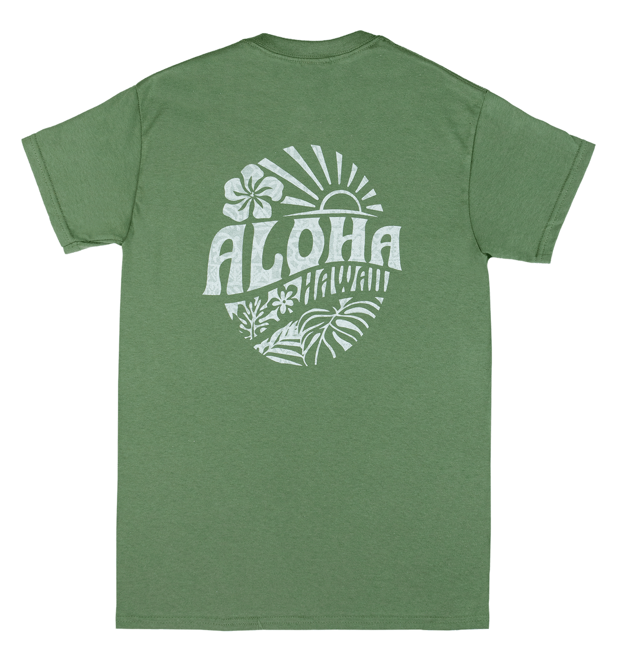 ★Archive Jersey Crew Neck T-shirt★ Crew Neck Tee - Sunny Aloha: Military Green