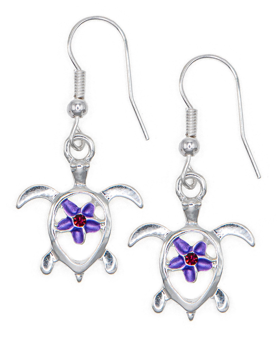 Honu with Plumeria Earrings by Aloha 808: Purple