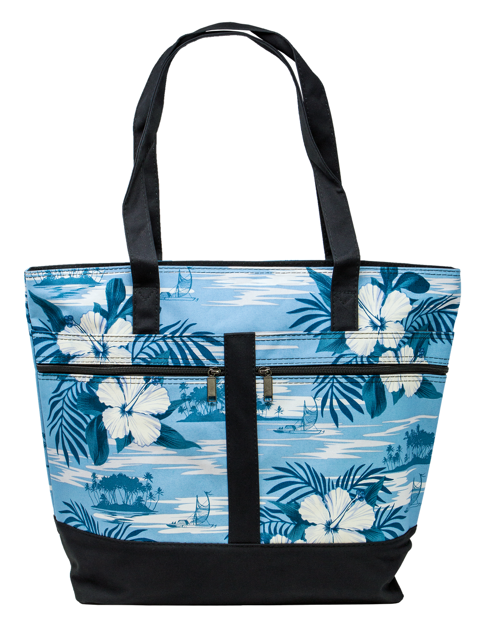 Island Accent Tote Bag: Hibiscus Blue