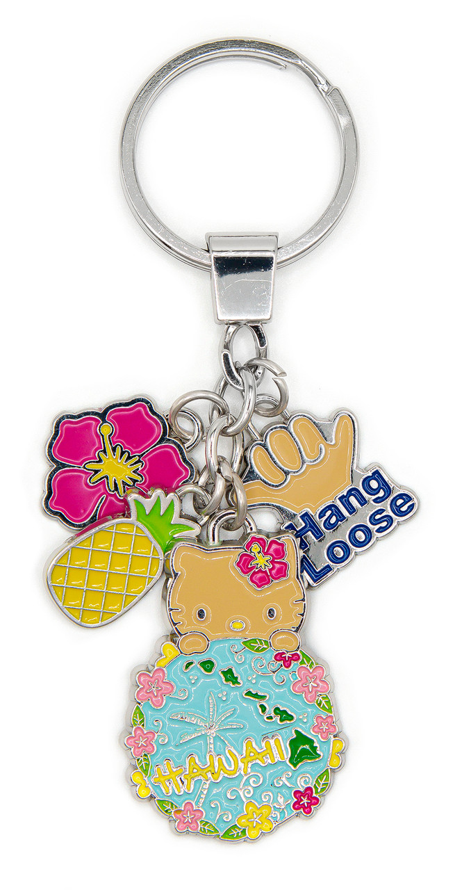 Metal Enamel Island Memories Keyrings: Aloha Fun