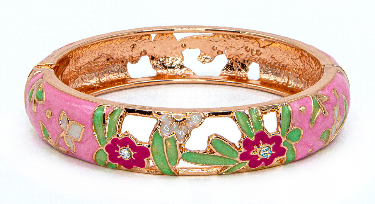 Pink Enamel Bangle Bracelet