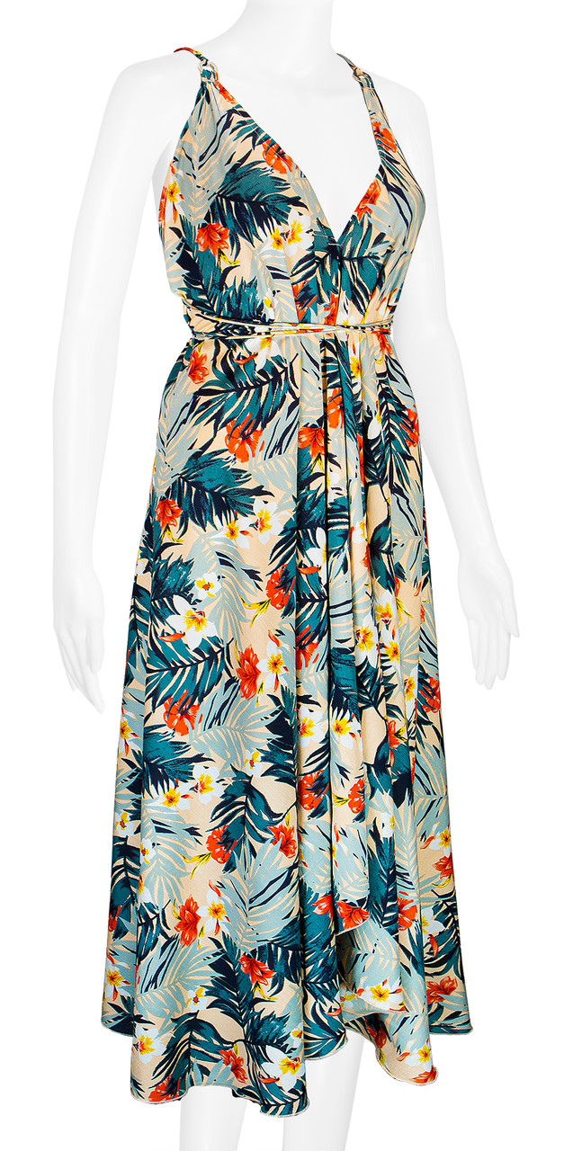 Tropical Print Halterneck Maxi Dress