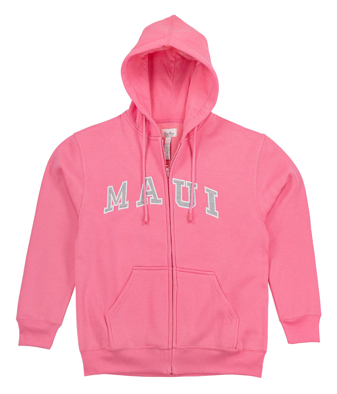 Sweatshirt Zip Up Hoodie Maui Logo Design Pink