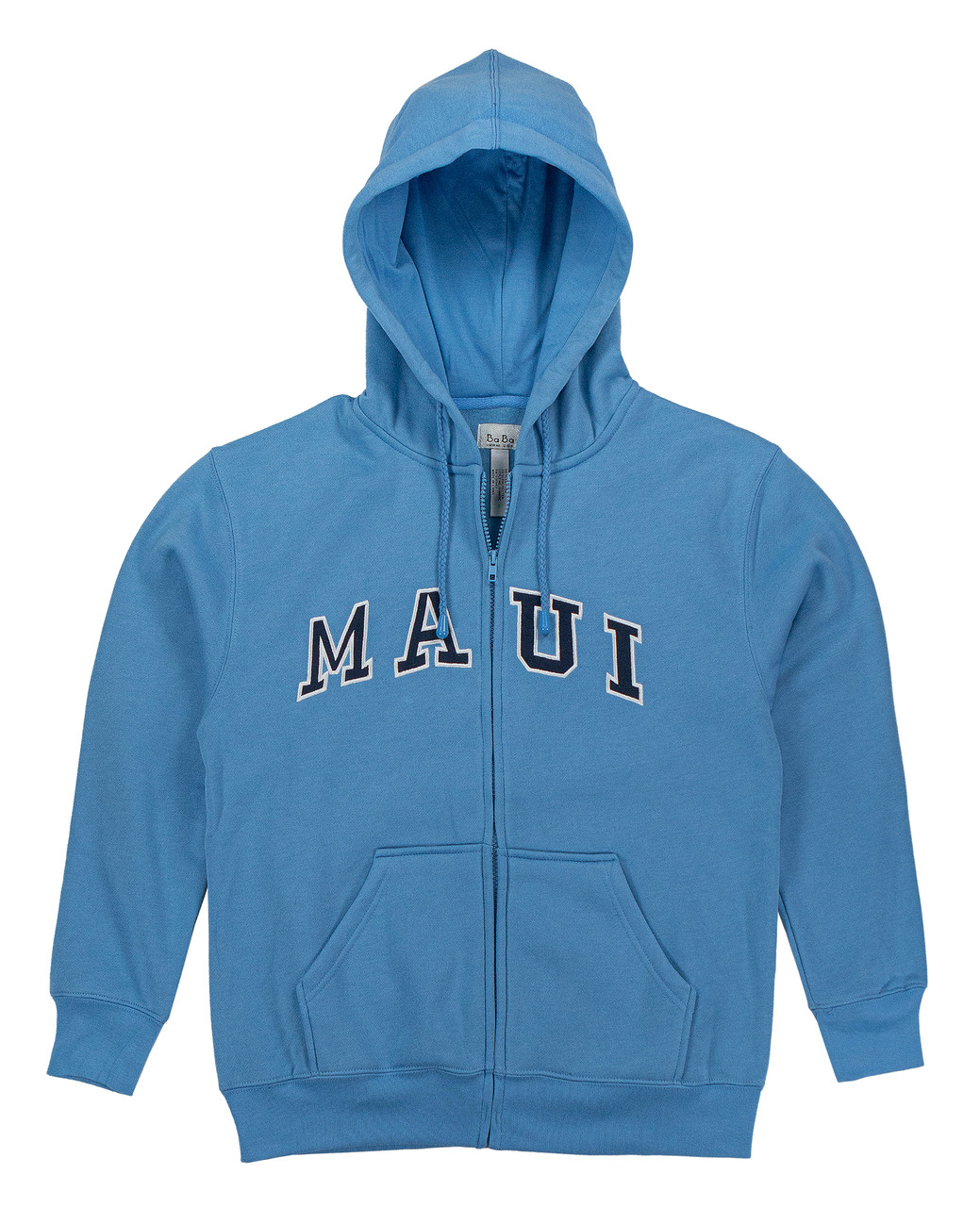 Sweatshirt Zip Up Hoodie Maui Logo Design Light Blue