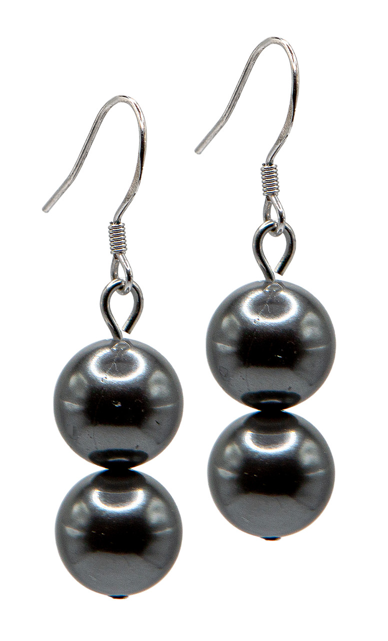 Contemporary Black and Mother of Pearl Earrings - NetraDesignSolutions