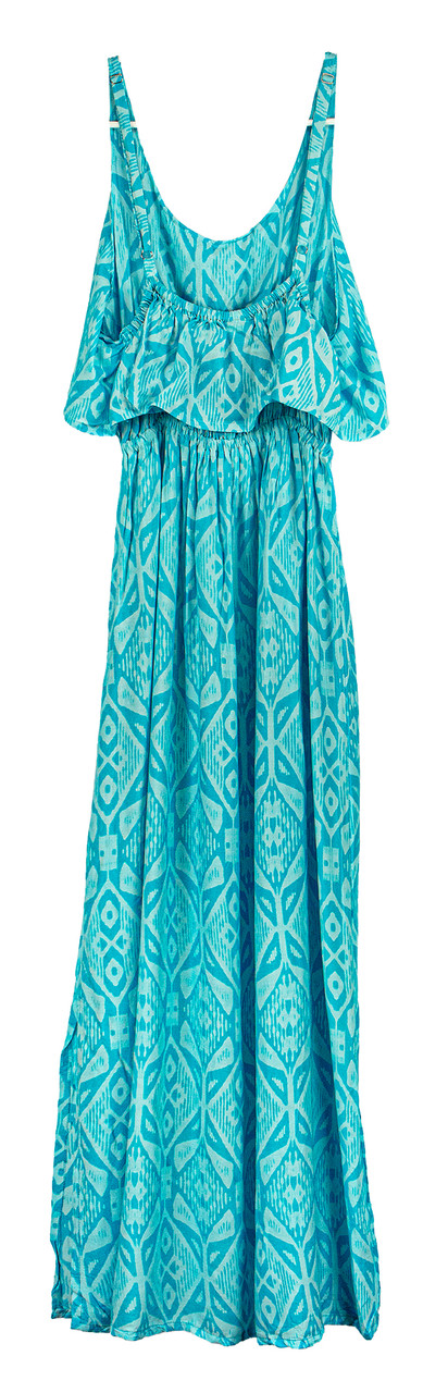 Napua Collection Ruffle Maxi Dress - Batik: Turquoise