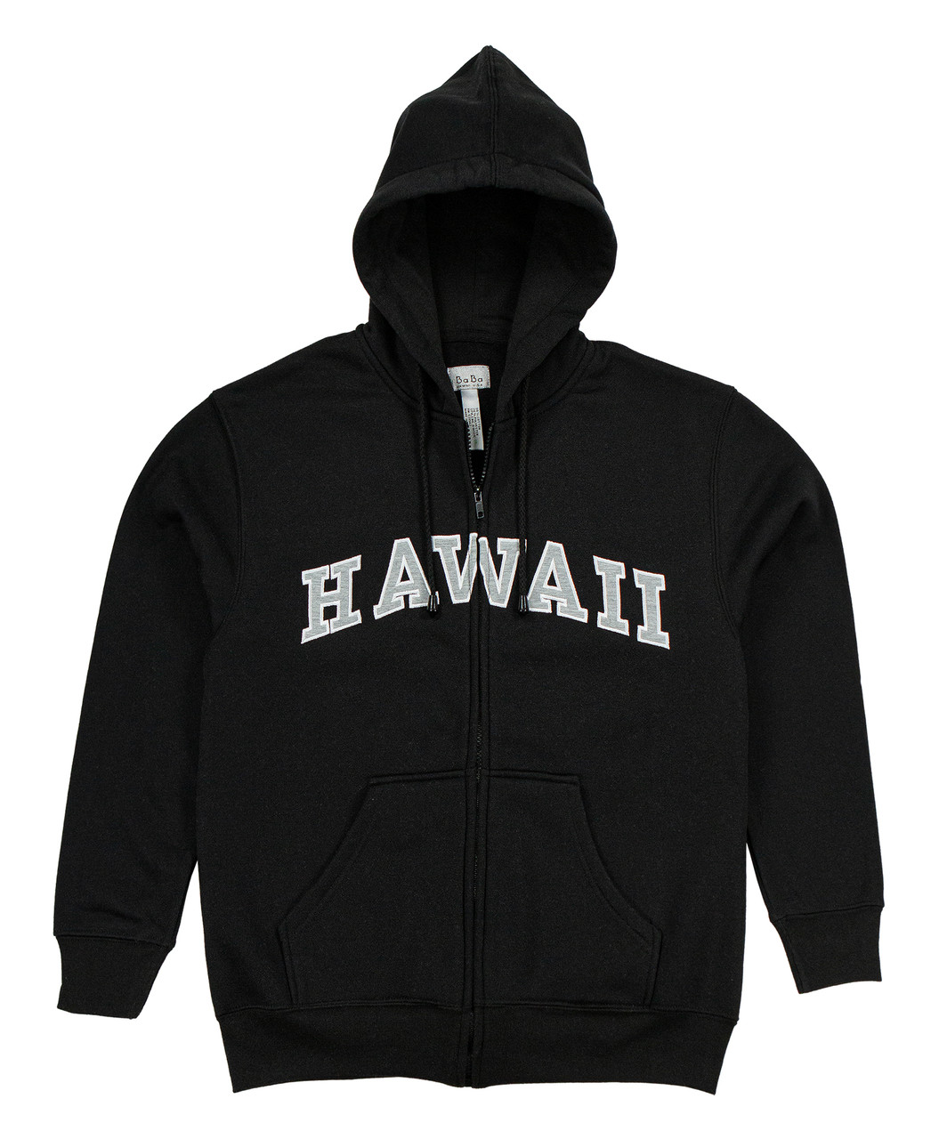 Sweatshirt Zip Up Hoodie - Hawaii Logo Design: Black