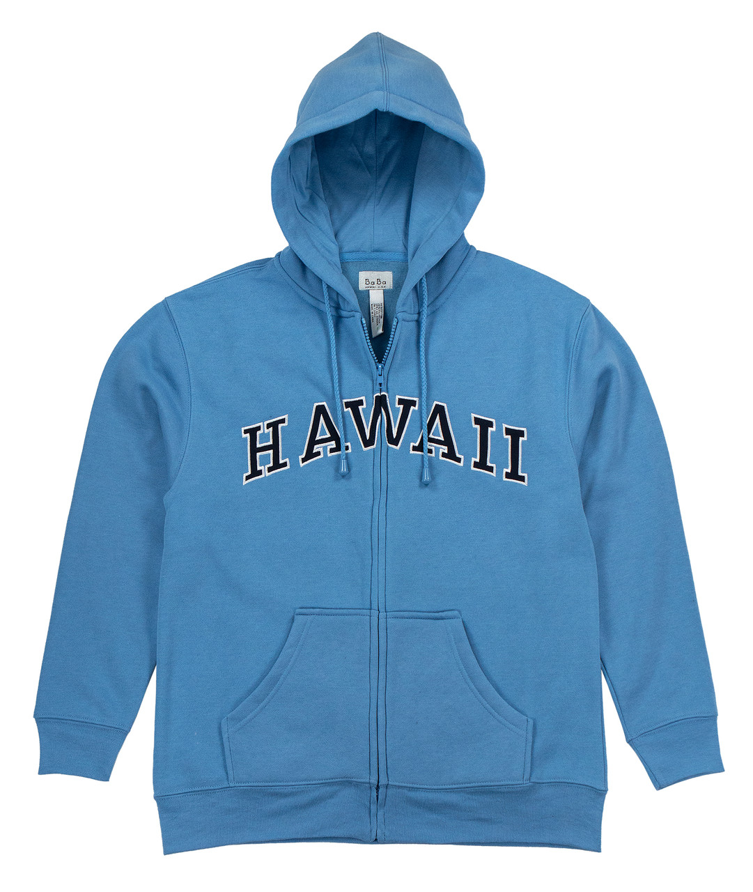 Sweatshirt Zip Up Hoodie Hawaii Logo Design Light Blue