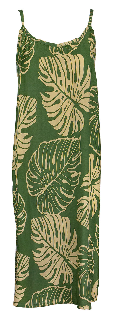 Napua Collection Sundress: Monstera Leaf - Olive w/ Tan Napua Collection Sundress: Monstera Leaf - Olive w/ Tan