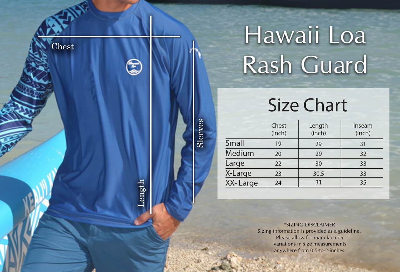 Hawaii Loa Rashguard Longsleeve - UPF 50: Black With Green Honu