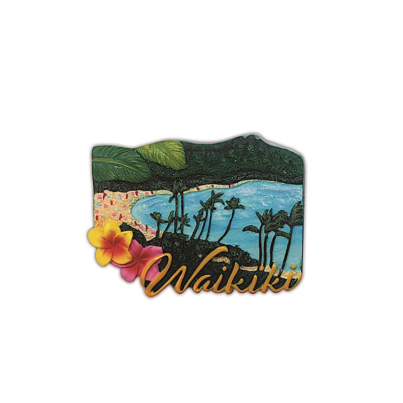 Hawaiiana Hand Painted Magnet - Diamond Head