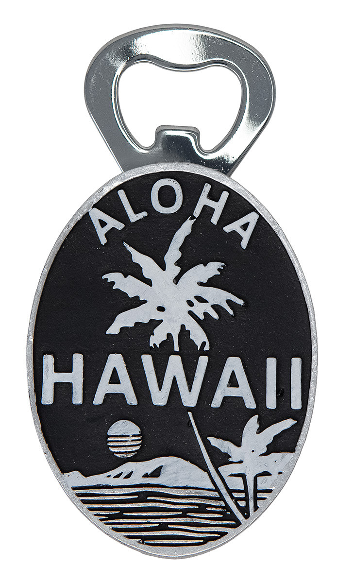 Island Memories Polyresin Bottle Opener Magnet - Palm Black