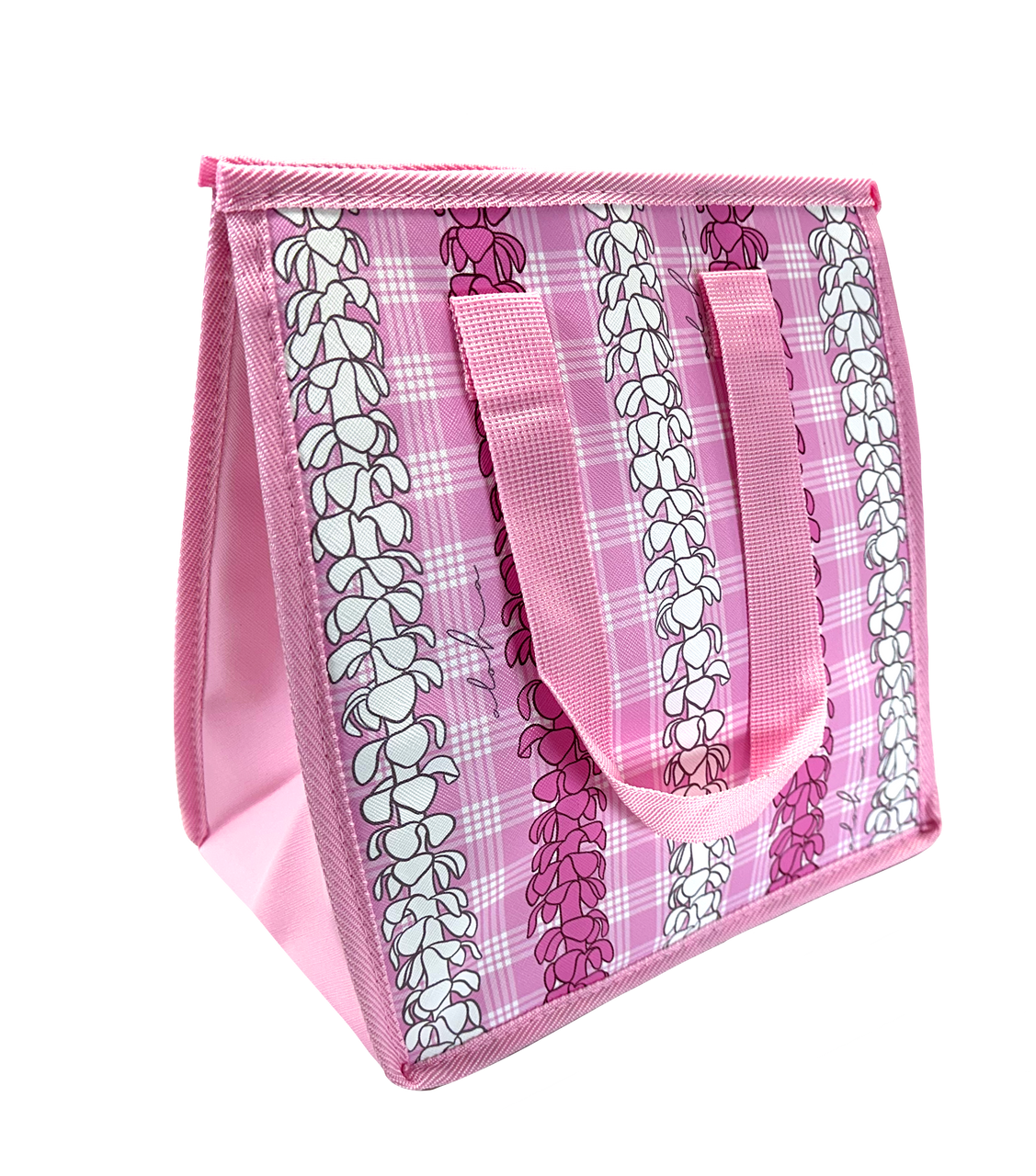 Insulated Lunch Bag: Medium - Palaka Lei: Pink